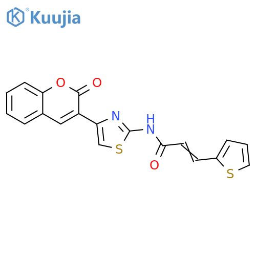 (2E)-N-4-(2-oxo-2H-chromen-3-yl)-1,3-thiazol-2-yl-3-(thiophen-2-yl)prop-2-enamide structure