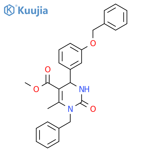 methyl 1-benzyl-4-3-(benzyloxy)phenyl-6-methyl-2-oxo-1,2,3,4-tetrahydropyrimidine-5-carboxylate structure