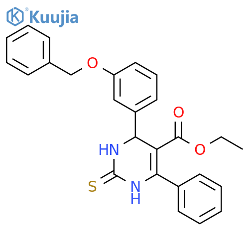 ethyl 4-3-(benzyloxy)phenyl-6-phenyl-2-sulfanylidene-1,2,3,4-tetrahydropyrimidine-5-carboxylate structure