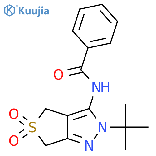 N-{2-tert-butyl-5,5-dioxo-2H,4H,6H-5lambda6-thieno3,4-cpyrazol-3-yl}benzamide structure