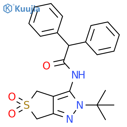 N-{2-tert-butyl-5,5-dioxo-2H,4H,6H-5lambda6-thieno3,4-cpyrazol-3-yl}-2,2-diphenylacetamide structure