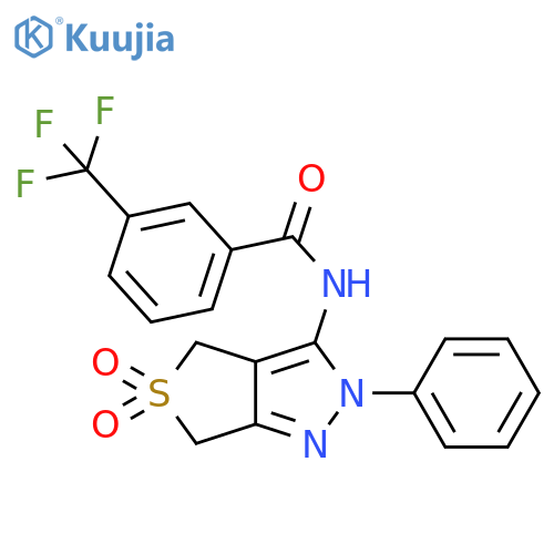 N-{5,5-dioxo-2-phenyl-2H,4H,6H-5lambda6-thieno3,4-cpyrazol-3-yl}-3-(trifluoromethyl)benzamide structure