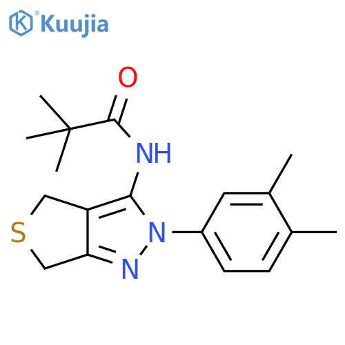N-2-(3,4-dimethylphenyl)-2H,4H,6H-thieno3,4-cpyrazol-3-yl-2,2-dimethylpropanamide structure