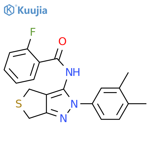 N-2-(3,4-dimethylphenyl)-2H,4H,6H-thieno3,4-cpyrazol-3-yl-2-fluorobenzamide structure