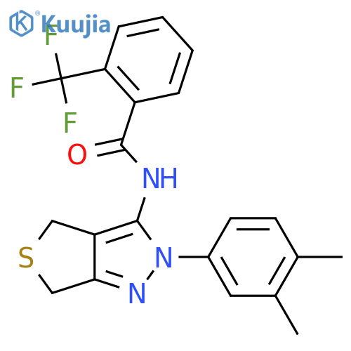 N-[2-(3,4-dimethylphenyl)-2H,4H,6H-thieno[3,4-c]pyrazol-3-yl]-2-(trifluoromethyl)benzamide structure