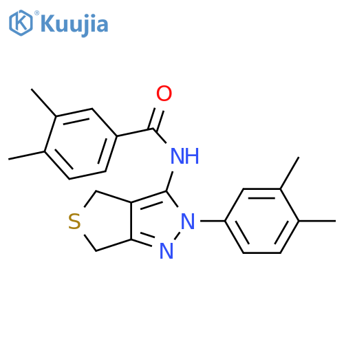 N-2-(3,4-dimethylphenyl)-2H,4H,6H-thieno3,4-cpyrazol-3-yl-3,4-dimethylbenzamide structure