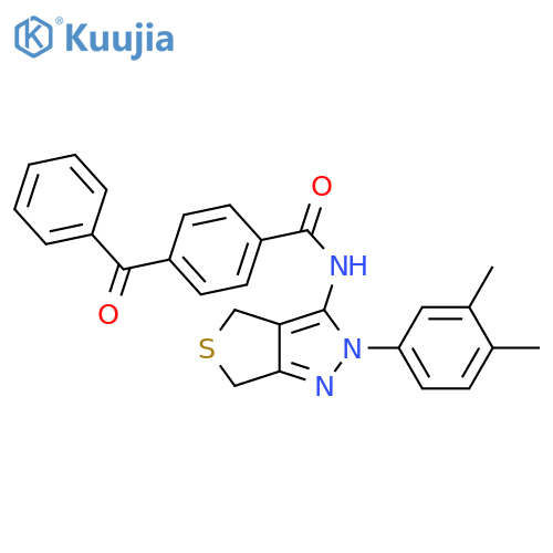 4-benzoyl-N-2-(3,4-dimethylphenyl)-2H,4H,6H-thieno3,4-cpyrazol-3-ylbenzamide structure
