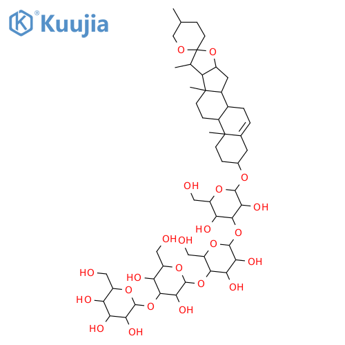 β-D-Glucopyranoside, (3β,25R)-spirost-5-en-3-yl O-β-D-glucopyranosyl-(1→3)-O-β-D-glucopyranosyl-(1→4)-O-β-D-galactopyranosyl-(1→3)- structure
