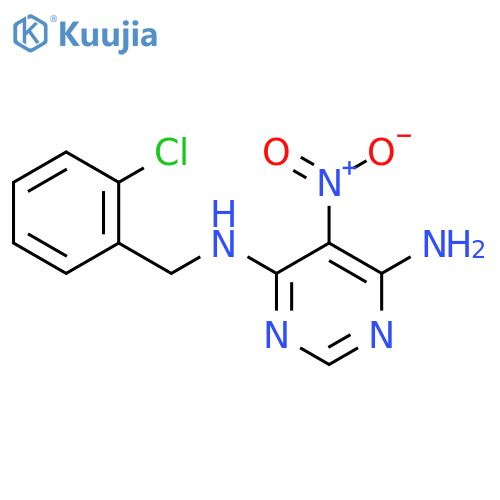 N4-(2-chlorophenyl)methyl-5-nitropyrimidine-4,6-diamine structure