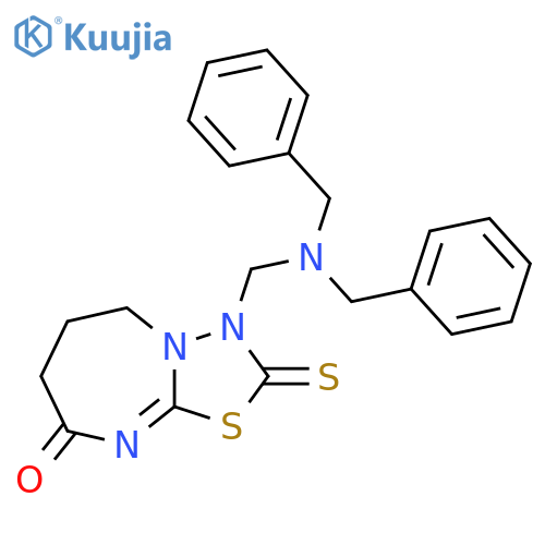 3-(dibenzylamino)methyl-2-sulfanylidene-2H,3H,5H,6H,7H,8H-1,3,4thiadiazolo3,2-a1,3diazepin-8-one structure