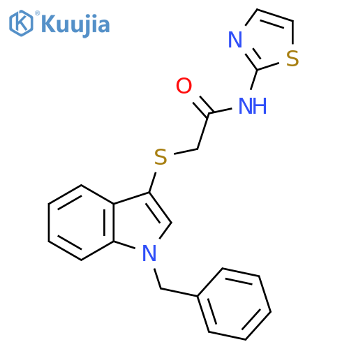 2-(1-benzyl-1H-indol-3-yl)sulfanyl-N-(1,3-thiazol-2-yl)acetamide structure