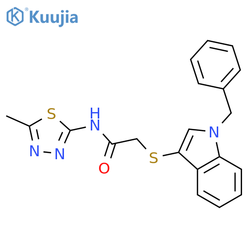 2-(1-benzyl-1H-indol-3-yl)sulfanyl-N-(5-methyl-1,3,4-thiadiazol-2-yl)acetamide structure