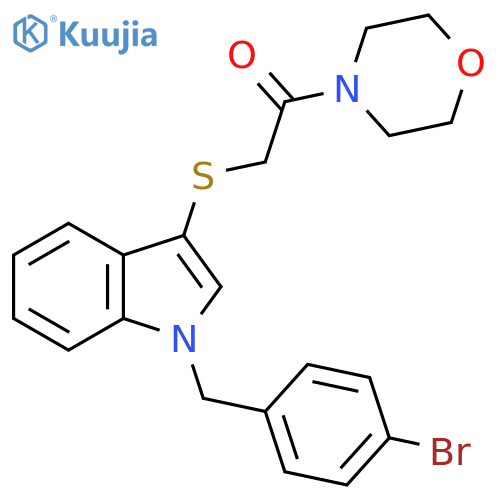 2-({1-(4-bromophenyl)methyl-1H-indol-3-yl}sulfanyl)-1-(morpholin-4-yl)ethan-1-one structure
