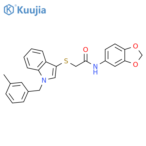 N-(2H-1,3-benzodioxol-5-yl)-2-({1-(3-methylphenyl)methyl-1H-indol-3-yl}sulfanyl)acetamide structure