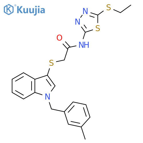 N-5-(ethylsulfanyl)-1,3,4-thiadiazol-2-yl-2-({1-(3-methylphenyl)methyl-1H-indol-3-yl}sulfanyl)acetamide structure