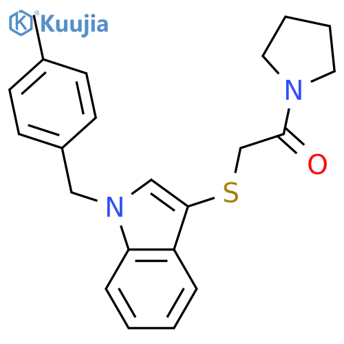 2-({1-(4-methylphenyl)methyl-1H-indol-3-yl}sulfanyl)-1-(pyrrolidin-1-yl)ethan-1-one structure