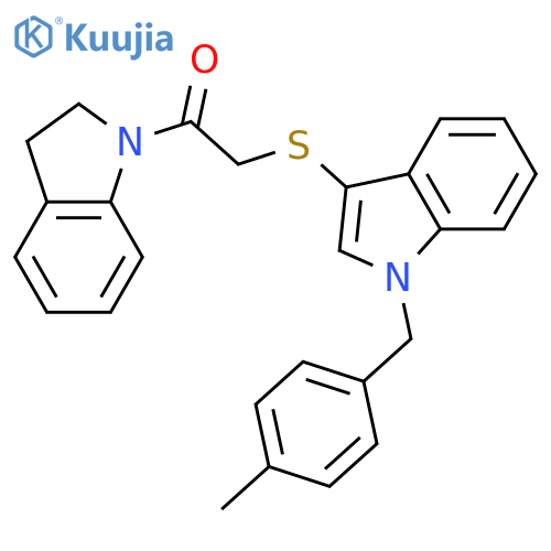 1-(2,3-dihydro-1H-indol-1-yl)-2-({1-(4-methylphenyl)methyl-1H-indol-3-yl}sulfanyl)ethan-1-one structure
