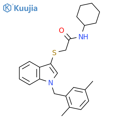 N-cyclohexyl-2-({1-(2,5-dimethylphenyl)methyl-1H-indol-3-yl}sulfanyl)acetamide structure