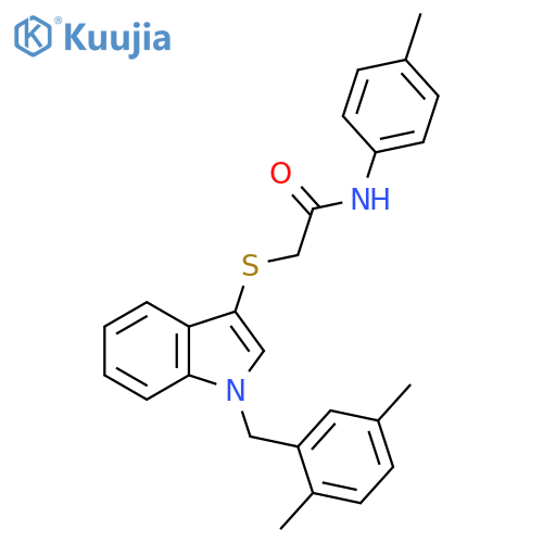 2-({1-(2,5-dimethylphenyl)methyl-1H-indol-3-yl}sulfanyl)-N-(4-methylphenyl)acetamide structure