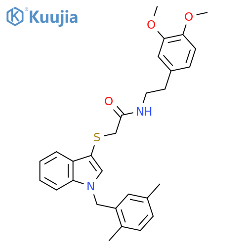 N-2-(3,4-dimethoxyphenyl)ethyl-2-({1-(2,5-dimethylphenyl)methyl-1H-indol-3-yl}sulfanyl)acetamide structure