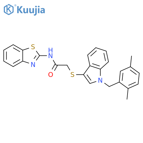 N-(1,3-benzothiazol-2-yl)-2-({1-(2,5-dimethylphenyl)methyl-1H-indol-3-yl}sulfanyl)acetamide structure