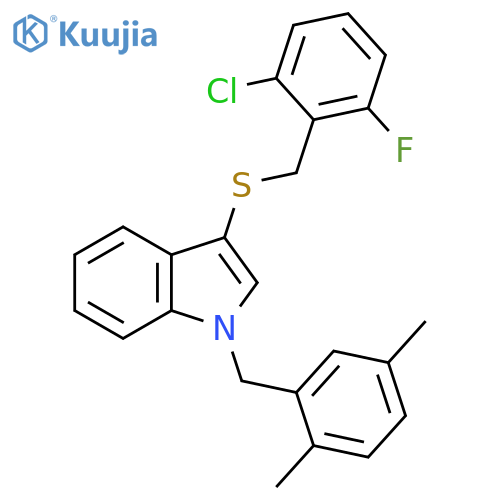 3-{(2-chloro-6-fluorophenyl)methylsulfanyl}-1-(2,5-dimethylphenyl)methyl-1H-indole structure