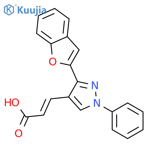 3-3-(1-benzofuran-2-yl)-1-phenyl-1H-pyrazol-4-ylprop-2-enoic acid structure