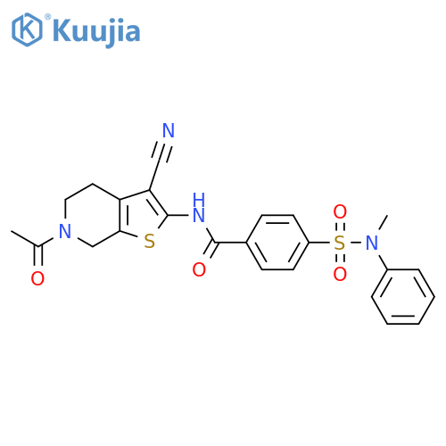 N-{6-acetyl-3-cyano-4H,5H,6H,7H-thieno2,3-cpyridin-2-yl}-4-methyl(phenyl)sulfamoylbenzamide structure