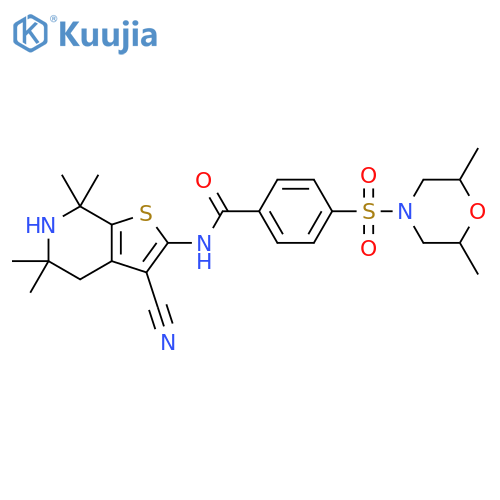 N-{3-cyano-5,5,7,7-tetramethyl-4H,5H,6H,7H-thieno2,3-cpyridin-2-yl}-4-(2,6-dimethylmorpholin-4-yl)sulfonylbenzamide structure