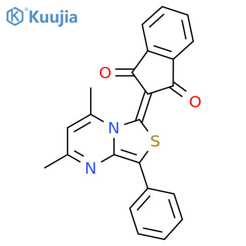 2-{2,4-dimethyl-8-phenyl-6H-1,3thiazolo3,4-apyrimidin-6-ylidene}-2,3-dihydro-1H-indene-1,3-dione structure
