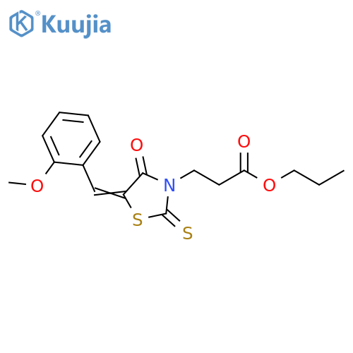 propyl 3-(5Z)-5-(2-methoxyphenyl)methylidene-4-oxo-2-sulfanylidene-1,3-thiazolidin-3-ylpropanoate structure