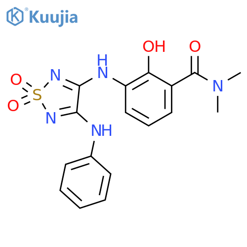 Benzamide,3-[[1,1-dioxido-4-(phenylamino)-1,2,5-thiadiazol-3-yl]amino]-2-hydroxy-N,N-dimethyl- structure