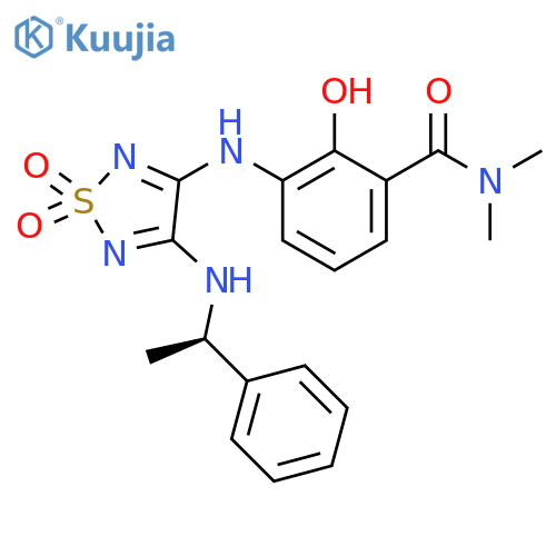 Benzamide,3-[[1,1-dioxido-4-[[(1R)-1-phenylethyl]amino]-1,2,5-thiadiazol-3-yl]amino]-2-hydroxy-N,N-dimethyl- structure