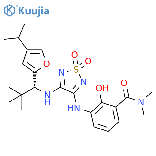 Benzamide,3-[[4-[[(1R)-2,2-dimethyl-1-[4-(1-methylethyl)-2-furanyl]propyl]amino]-1,1-dioxido-1,2,5-thiadiazol-3-yl]amino]-2-hydroxy-N,N-dimethyl- structure