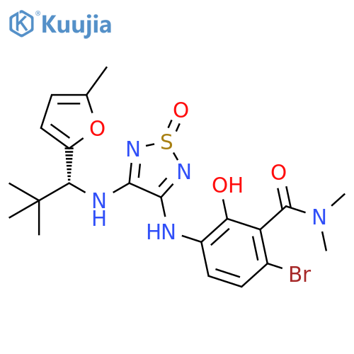 Benzamide,6-bromo-3-[[4-[[(1R)-2,2-dimethyl-1-(5-methyl-2-furanyl)propyl]amino]-1-oxido-1,2,5-thiadiazol-3-yl]amino]-2-hydroxy-N,N-dimethyl- structure