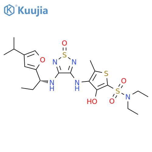2-Thiophenesulfonamide,N,N-diethyl-3-hydroxy-5-methyl-4-[[4-[[(1R)-1-[4-(1-methylethyl)-2-furanyl]propyl]amino]-1-oxido-1,2,5-thiadiazol-3-yl]amino]- structure