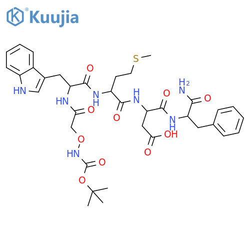 tert-Butyloxycarbonyl-aminooxyacetyl-tryptophyl-methionyl-aspartyl-phenylalaninamide structure