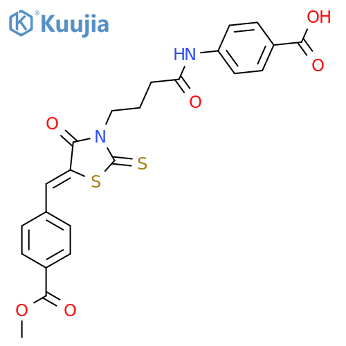 4-{4-(5Z)-5-{4-(methoxycarbonyl)phenylmethylidene}-4-oxo-2-sulfanylidene-1,3-thiazolidin-3-ylbutanamido}benzoic acid structure