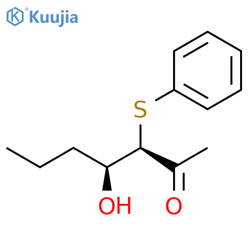 2-Heptanone, 4-hydroxy-3-(phenylthio)-, (3R,4S)-rel- structure