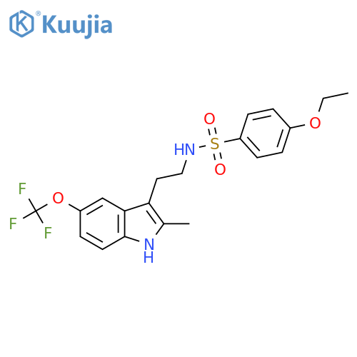 4-ethoxy-N-{2-[2-methyl-5-(trifluoromethoxy)-1H-indol-3-yl]ethyl}benzene-1-sulfonamide structure