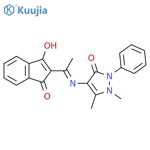 2-(((2,3-Dimethyl-5-oxo-1-phenyl-3-pyrazolin-4-YL)amino)ethylidene)indane-1,3-dione structure