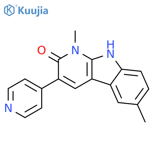 2H-PYRIDO[2,3-B]INDOL-2-ONE, 1,9-DIHYDRO-1,6-DIMETHYL-3-(4-PYRIDINYL)- structure