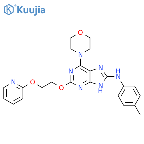 1H-Purin-8-amine,N-(4-methylphenyl)-6-(4-morpholinyl)-2-[2-(2-pyridinyloxy)ethoxy]- structure