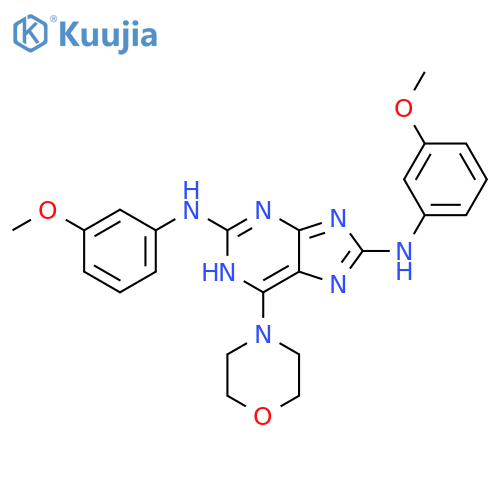 1H-Purine-2,8-diamine, N,N'-bis(3-methoxyphenyl)-6-(4-morpholinyl)- structure