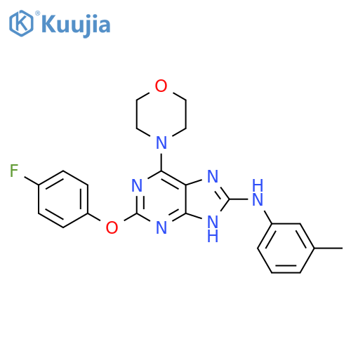 1H-Purin-8-amine,2-(4-fluorophenoxy)-N-(3-methylphenyl)-6-(4-morpholinyl)- structure