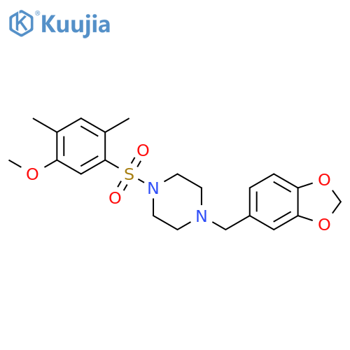 1-(2H-1,3-benzodioxol-5-yl)methyl-4-(5-methoxy-2,4-dimethylbenzenesulfonyl)piperazine structure
