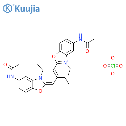 5-(acetamido)-2-[2-[[5-(acetamido)-3-ethyl-3H-benzoxazol-2-ylidene]methyl]but-1-enyl]-3-ethylbenzoxazolium perchlorate structure