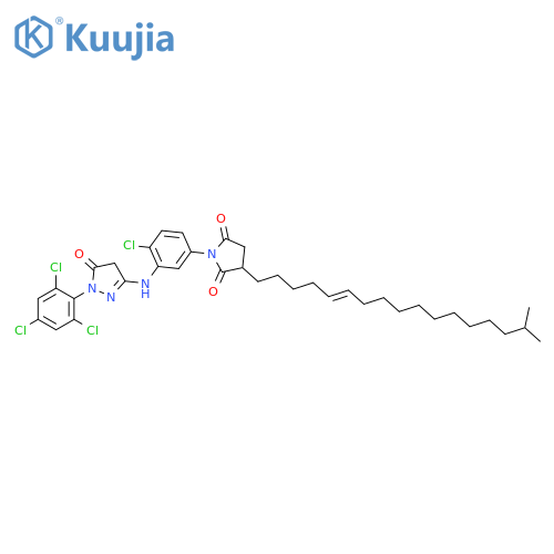 2,5-Pyrrolidinedione,1-[4-chloro-3-[[4,5-dihydro-5-oxo-1-(2,4,6-trichlorophenyl)-1H-pyrazol-3-yl]amino]phenyl]-3-isooctadecen-1-yl- structure