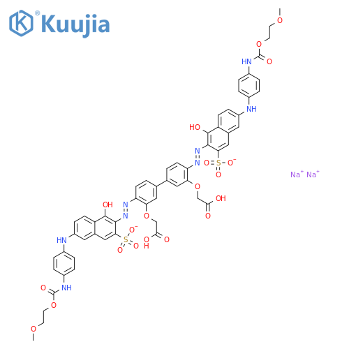 disodium dihydrogen [[4,4'-bis[[1-hydroxy-6-[[4-[[(2-methoxyethoxy)carbonyl]amino]phenyl]amino]-3-sulphonato-2-naphthyl]azo][1,1'-biphenyl]-3,3'-diyl]bis(oxy)]diacetate structure