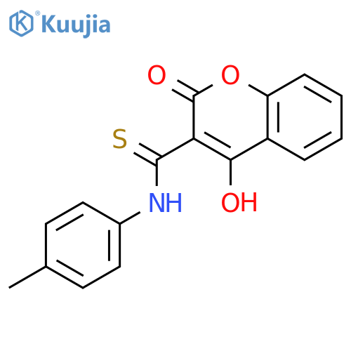 2H-1-Benzopyran-3-carbothioamide,4-hydroxy-N-(4-methylphenyl)-2-oxo- structure